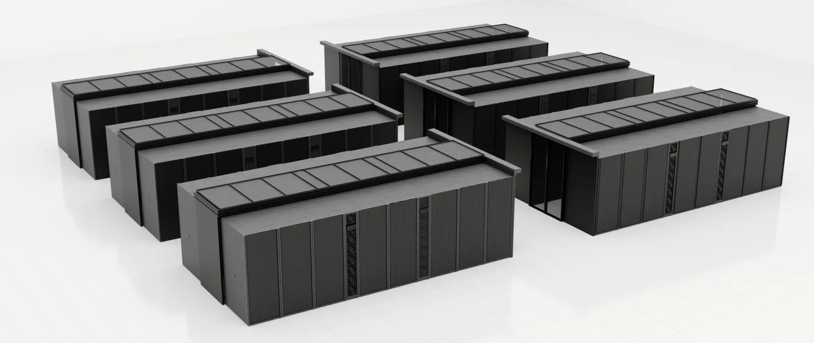 Bird's-eye view of a cold aisle containment configuration